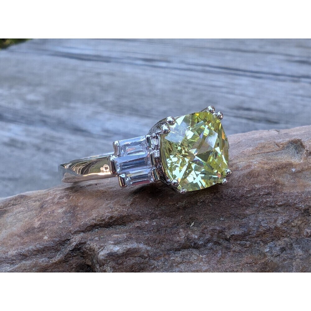 Vintage Yellow Solitaire Art Deco Style Simulated Diamond Ring by NV
